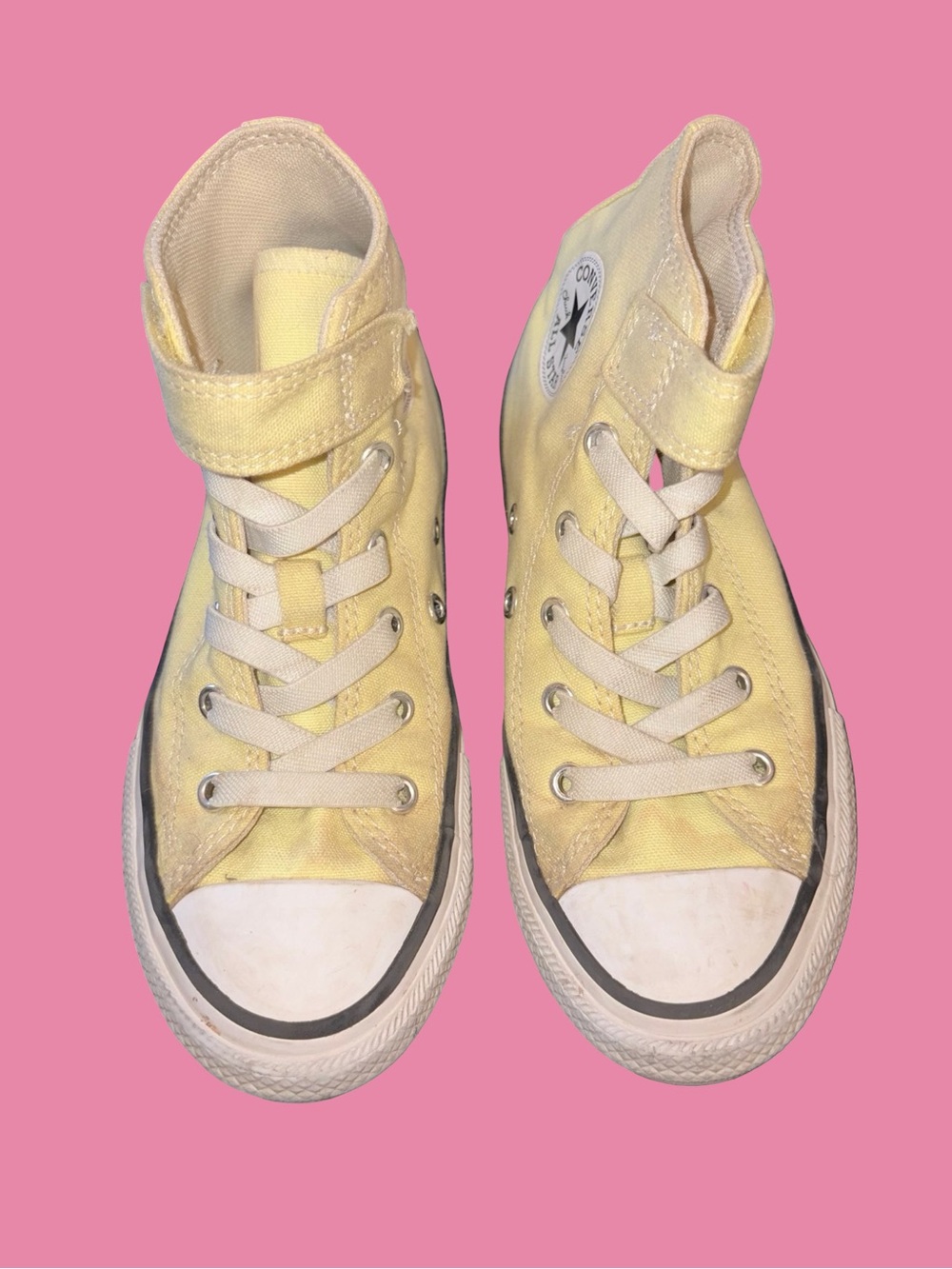 Converse Yellow High-Top Kids Sneakers with Velcro Strap